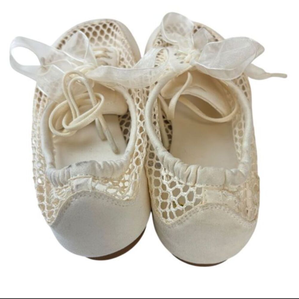 VIVAIA Cristina Sneakerina Square-Toe Lace-Up Mesh Ballet Flats Size EU37/US 6.5 - Picture 3 of 11